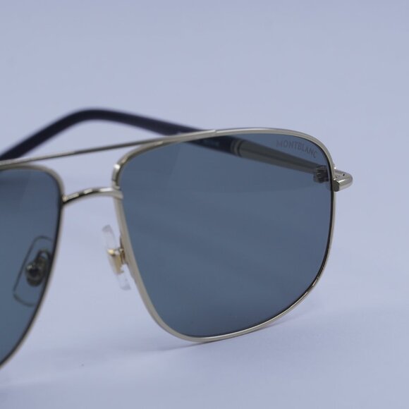 Montblanc MB0069S 002 Sunglasses Black/Gold Aviator Frame, Green Lenses - Picture 2 of 9